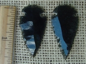 Pair of obsidian arrowheads for making custom jewelry ae244
