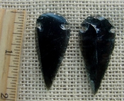 Pair of obsidian arrowheads for making custom jewelry ae179