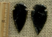 Pair of obsidian arrowheads for making custom jewelry ae190