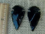 Pair of obsidian arrowheads for making custom jewelry ae191