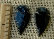 Pair of obsidian arrowheads for making custom jewelry ae196