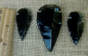 3 arrowheads black obsidian for earrings & pendant set ae232