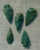  2" inch arrowheads bulk 5 pack green replica arrow points sa584 