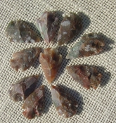  10 browns & tan arrowheads reproduction arrow bird points ks559 