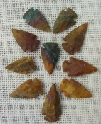  10 browns & tan arrowheads reproduction arrow bird points ks558 