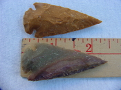  2 reproduction arrowheads 2 1/4 inch jasper arrow heads z163 