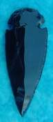  4.38" black obsidian spearhead reproduction black obsidian 0415 