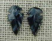  1 pair arrowheads for earrings black obsidian replica obe83 