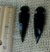  Pair of obsidian arrowheads for making custom jewelry ae136 