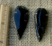  Pair of obsidian arrowheads for making custom jewelry ae233 