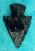  3.19" black obsidian spearhead reproduction black obsidian 0417 