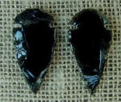  Pair of obsidian arrowheads for making custom jewelry ae230 