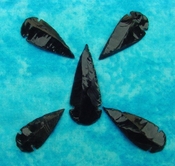 5 obsidian arrowheads reproduction black spearheads O36 
