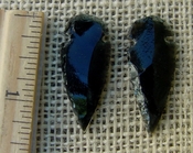  Pair of obsidian arrowheads for making custom jewelry ae236 