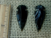  Pair of obsidian arrowheads for making custom jewelry ae169 