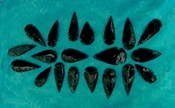  20 obsidian arrowheads replica 2"-2 3/4" black arrowheads ob133 