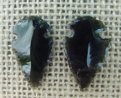  1 pair arrowheads for earrings black obsidian replica obe24 