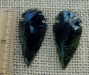  Black obsidian arrowheads pair for making custom jewelry ae238 