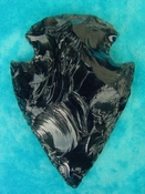  3.26" black obsidian spearhead reproduction black obsidian O373 