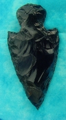  3.62" black obsidian spearhead reproduction black obsidian 0385 
