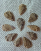  10 arrowheads reproduction tans browns arrowheads points sa839 