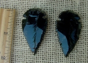  Black obsidian arrowheads pair for making custom jewelry ae237 