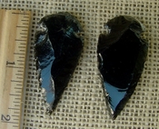  Pair of obsidian arrowheads for making custom jewelry ae228 