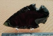  4.89" black obsidian spearhead reproduction black obsidian ya165 