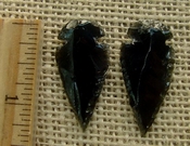 Pair of obsidian arrowheads for making custom jewelry ae212 