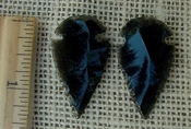  Pair of obsidian arrowheads for making custom jewelry ae219 