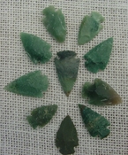  10 green arrowheads reproduction arrow bird points ks537 