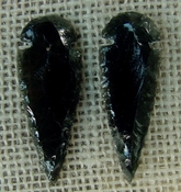  Pair of obsidian arrowheads for making custom jewelry ae243 