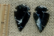  Pair of obsidian arrowheads for making custom jewelry ae197 