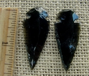  Pair of obsidian arrowheads for making custom jewelry ae240 