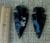  Pair of obsidian arrowheads for making custom jewelry ae193 