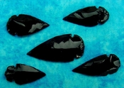  5 obsidian arrowheads reproduction black spearheads O53 