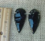  Black obsidian arrowheads pair for making custom jewelry ae144 