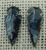  1 pair arrowheads for earrings black obsidian replica obe8 
