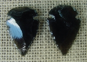  Black obsidian arrowheads pair for making custom jewelry ae234 
