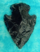  2.83" black obsidian spearhead reproduction black obsidian 0384 