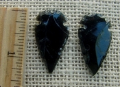  Pair of obsidian arrowheads for making custom jewelry ae235 