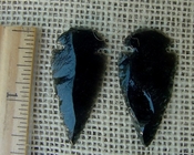  Pair of obsidian arrowheads for making custom jewelry ae166 