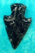  3.48" black obsidian spearhead reproduction black obsidian O370 