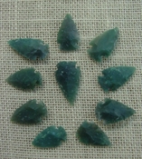  10 green arrowheads transparent stone replica arrow heads sp23 