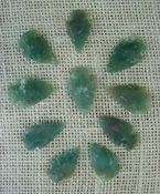  10 green arrowheads transparent stone replica arrow heads sp58 