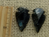  Pair of obsidian arrowheads for making custom jewelry ae204 