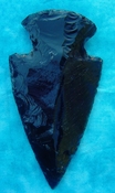  4.11" black obsidian spearhead reproduction black obsidian 0338 