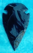  4.75" black obsidian spearhead reproduction black obsidian 0398 