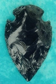  3.21" black obsidian spearhead reproduction black obsidian O342 