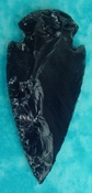  3.50" black obsidian spearhead reproduction black obsidian 0368 
